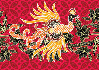 Indonesian batik motifs with very distinctive plant and bird patterns