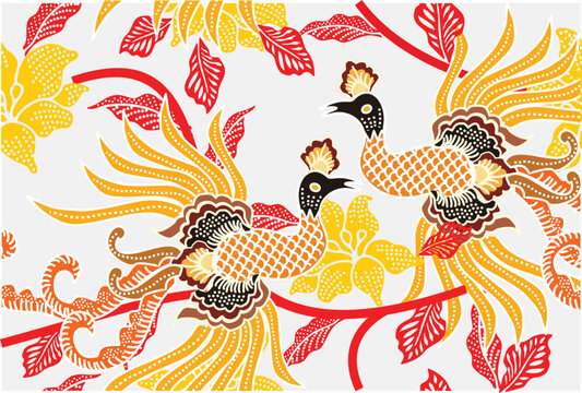 Indonesian batik motifs with very distinctive plant and bird patterns