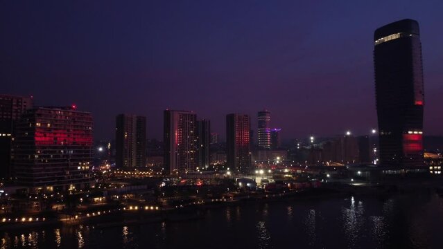 View at Belgrade Waterfront buildings and Sava river, Serbia.
