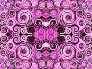 Plakat Symmetrische Fliese mit Ornamentmuster mit vielen Spiralen