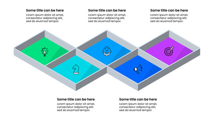 Infographic template. 5 isometric boxes with icons