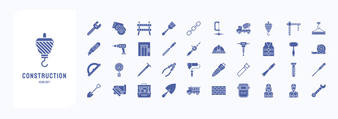 Fototapeta Collection of icons related to Construction tools obraz