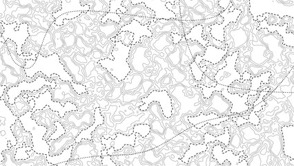 Fototapeta na wymiar Abstract topography background from curved dotted and solid lines. Geography world. Vector topo contour map. Topographic terrain.