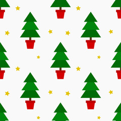 Christmas trees seamless pattern. Christmas cartoon background. Vector illustratrion.