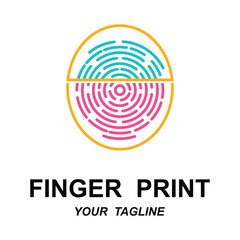 fingerprint identification logo with slogan template