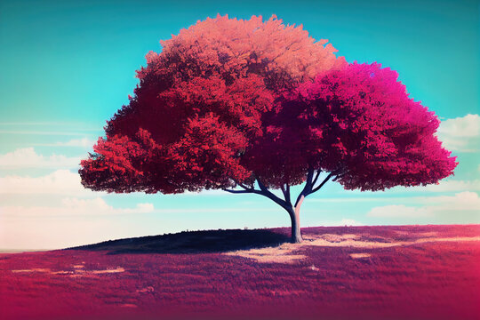 Cute fantasy plant . Abstract fabulous tree. Generative Ai