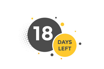 18 days Left countdown template. 18 day Countdown left banner label button eps 10