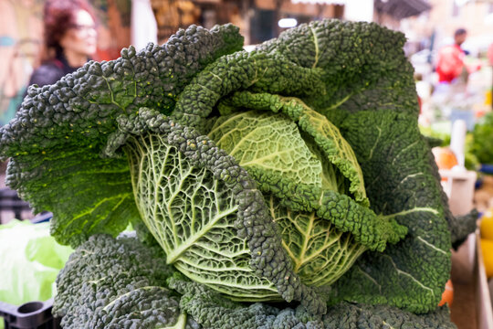 cabbage details with close up in a market in rome