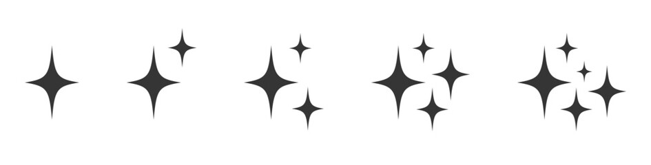 Sparkle star icon set silhouette isolated