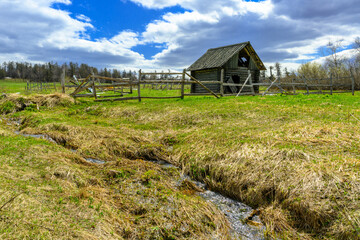 Obraz premium South Ural abandoned farm and wooden house with a unique landscape, vegetation and diversity of nature.