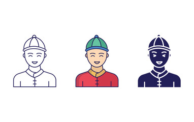 Fototapeta premium Chinese man vector icon