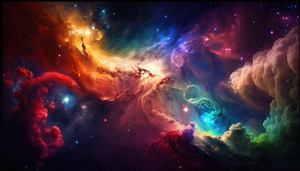 Obraz na płótnie Canvas Ilustración de una nebulosa rgb del espacio profundo. Generative AI