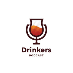 Drink Glass Podcast Gradient Logo Vector Icon Illustration