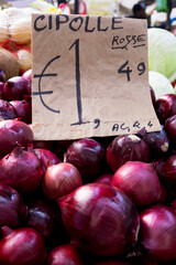 onions in a market in Rome 