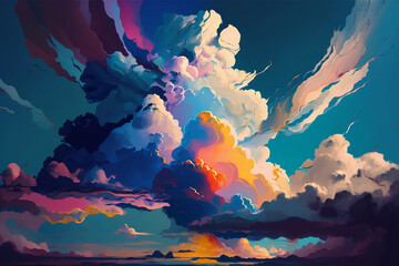 Abstract multicolored soft pastel color cloud background, AI-Generated