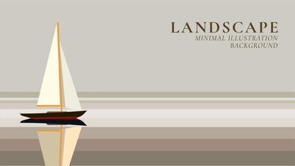 sailboat by the sea minimal landscape vector illustration background	