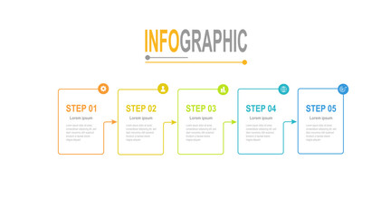 5 steps Rectangle Infographic template business data illustration