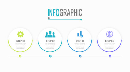 Infographic template 4 steps circular chart business data illustration