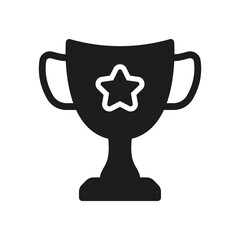 Trophy Cup for Winner Successful in Contest Silhouette Icon. Goblet Glyph Pictogram. Award in Sport Championship Solid Sign. Leadership, Champion's Prize Symbol. Isolated Vector Illustration