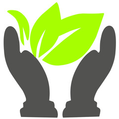 Hand Icon With Leaves