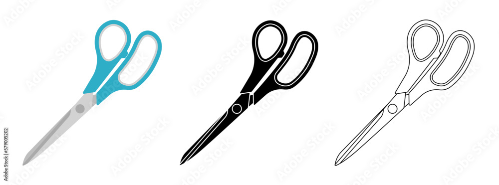 Poster scissors icons set. isolated cutting scissors. pictogram of scissor. symbol of cutting. vector illus
