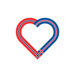 unity concept. heart ribbon icon of norway and iceland flags. PNG
