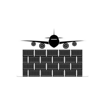 Cargo air freight. Plane with stacked container awaiting for delivery. Vector design.