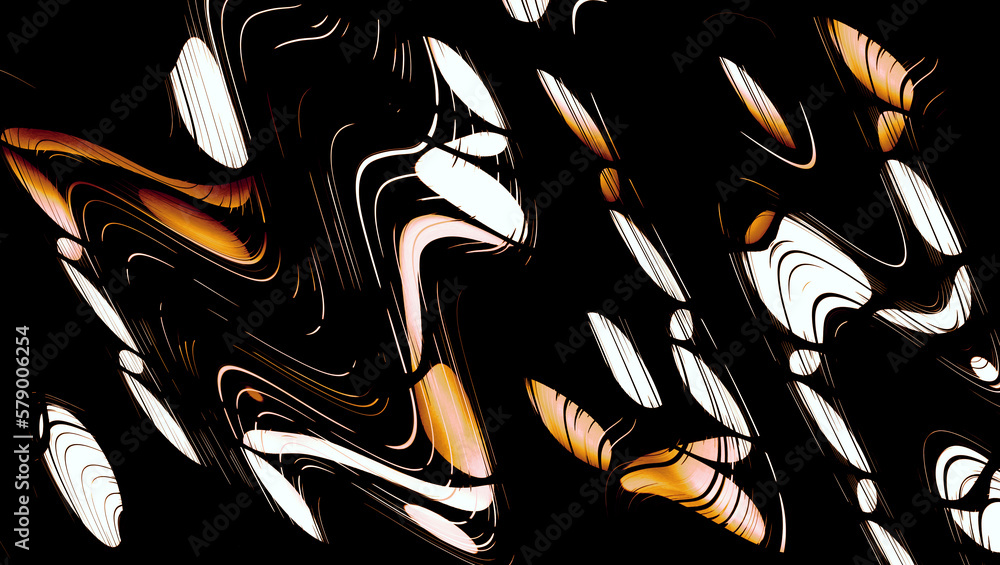 Poster abstract background with random shapes and lines on black