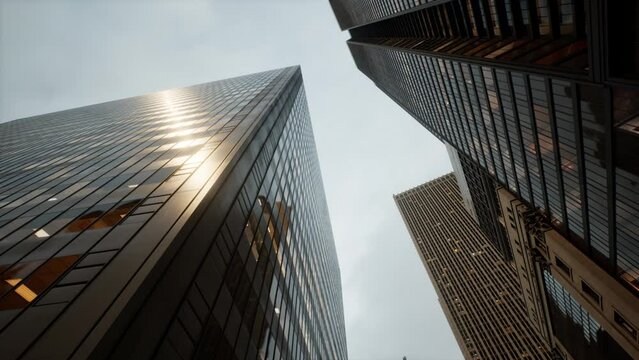 Looking up at office towers in Calgary