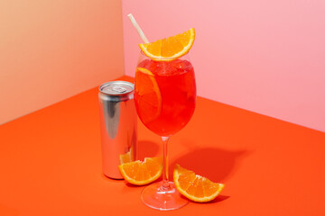 Glass of Aperol Spritz, delicious summer cocktail