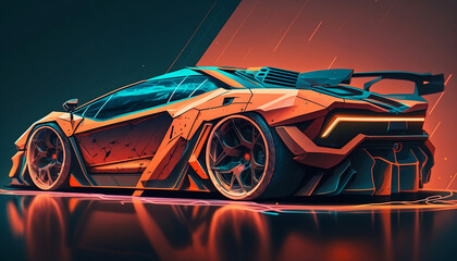 Colorful Super Car Image created with Generative AI 
