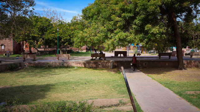 Mandore gardens is collection of temples and memorials near Jodhpur. Ancient ruined fort. Famous Government Museum from bygone eras. Hindu Royal Maharaha Site. Vintage Ancient rock curved temples.