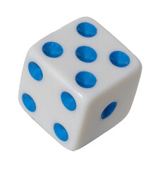 White six sided die. Transparent PNG.