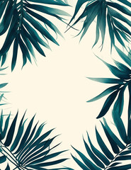 palm tree leaves on white isolated background, generative ai
