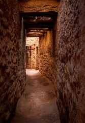 The alleys of the restored Alula's old town, 900 years old historical village in Medina, Saudi Arabia.	
