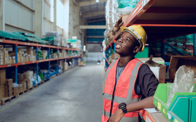Fototapeta premium Portrait of warehouse workers in a large warehouse with their own preparation for the day's work