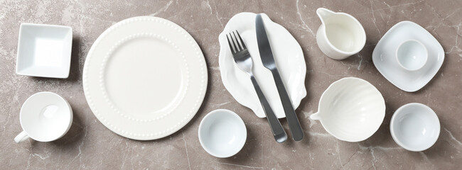 Empty plates, composition for minimal and minimalism concept