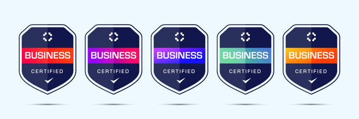 Business Company Badge Design Based on Criteria. Vector Illustration Shield Logo Template.