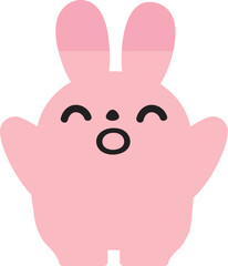 うさぎのイラスト_笑顔_手を上げる