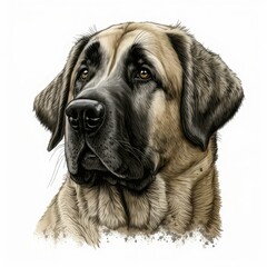 Anatolian, shepherd logo. Anatolian, shepherd head image in cartoon style. Generated image of a dog using artificial intelligence. Pet. Best friend. Generative AI.