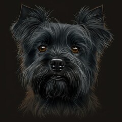 Affenpinscher logo. Affenpinscher head image in cartoon style. Generated image of a dog using artificial intelligence. Pet. Best friend. Generative AI.