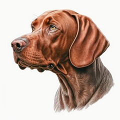 Vizsla logo. Vizsla head image in cartoon style. Generated image of a dog using artificial intelligence. Pet. Best friend. Generative AI.