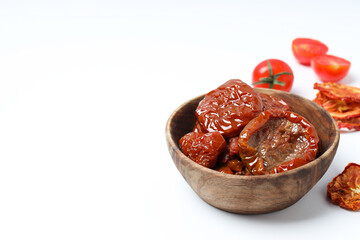 Concept of tasty food - sun-dried tomato, space for text