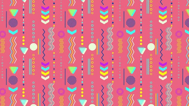 Beautiful colorful minimalistic animated retro vintage seamless background