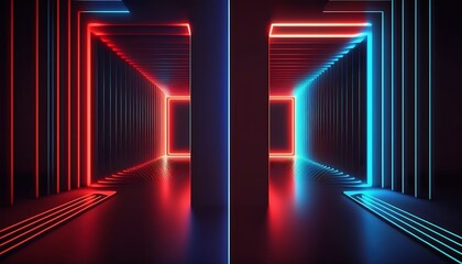 Neon retro background door created with AI