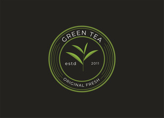 Tea leaf logo design template. icon for tea shop, tea store, packaging product.