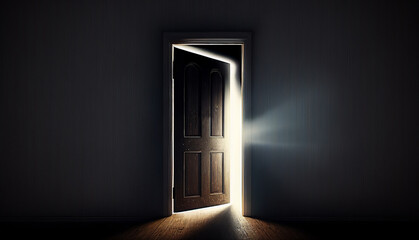 Door to the light in a dark