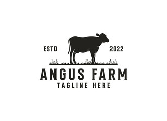 Vintage Cattle Farm Logo Vector Template. Vintage farm logo design vector illustration.