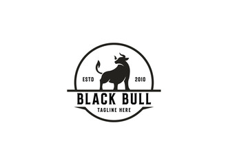 Vintage classic bull longhorn logo design template