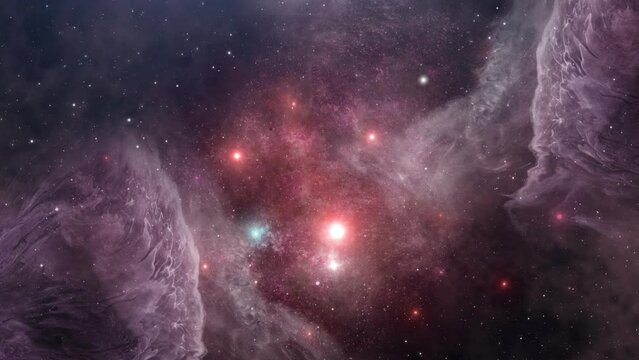view of purple nebula and stars in the universe